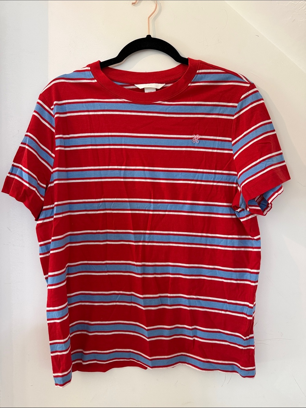 H&M Red Striped Short Sleeve Tee with Blue and White Bands